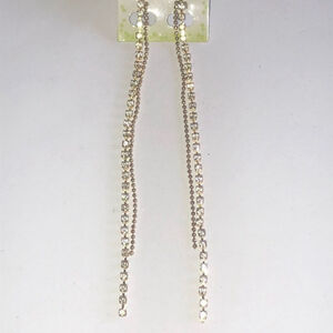 Long Gold Tone CZ Rhinestone Chain Dangling Boho Pierced Earrings